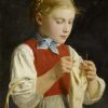 Girl Knitting 2x3 Fridge Magnet
